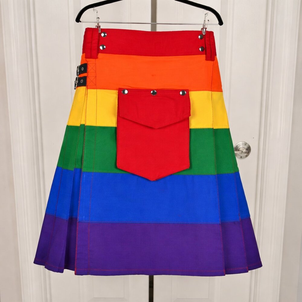 Men’s Hybrid Rainbow Utility Kilt Cargo Removable Pockets Pride